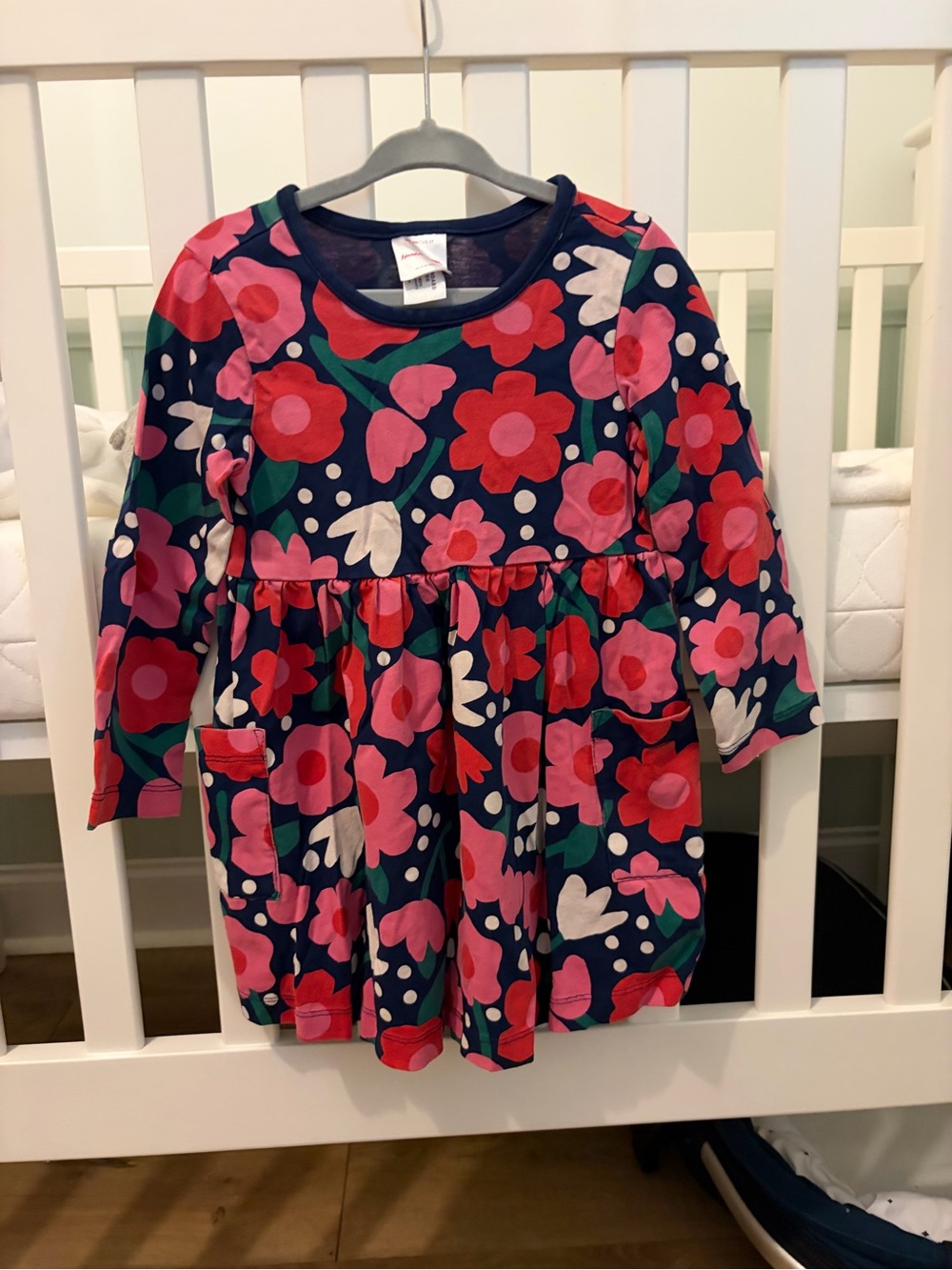 Hanna Andersson floral pattern long sleeve 3T dress
